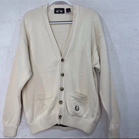 Woods & Gray Mens Sweater Cardigan Large Blue Knit Grandpa Outdoors VINTAGE - Picture 2 of 10